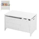 Maxmass Kids Toy Box, Wooden Children Storage Chest with Handles, Lid and Safe Hinges, Toddlers Organizer Cabinet Bench for Living Room, Bedroom, Playroom (White)