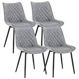 WOLTU Dining Chairs Set of 4 Kitchen Counter Chairs Lounge Leisure Living Room Corner Chairs Grey Leatherette Reception Chairs with Backrest and Padded Seat