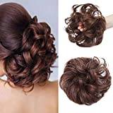 Synthetic Hair Bun Extensions Messy Curly Hair Scrunchies Hairpieces Updo Donut Hairpieces for Women -Dark Brown & Auburn