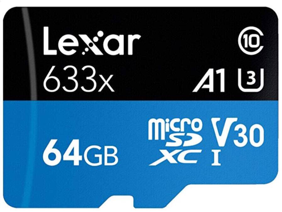 Lexar 64gb micro sd xc card uhs-1 class u3 100mb/s fits nextbase 522gw dash cam