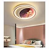 KSTORE LED Ceiling Light Cartoon Astronaut Dimmable Ceiling Lamp Children's Room Bedroom Study Room Illuminate,Pink Warm Light,50CM
