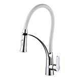 White Kitchen Tap,Sink Mixer Tap with Swivel Spout Pull Out Spray,Dual Modes Solid Brass Chrome Finish PHASAT V43…