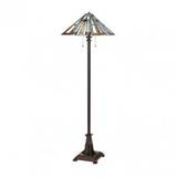 Quoizel Maybeck 2 Light Tiffany Style Floor Lamp In Valiant Bronze Finish And Tiffany Shade