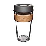 KeepCup Reusable Tempered Glass Coffee Cup | Travel Mug with Splash proof Lid, Brew Cork Band, Lightweight, BPA Free | Large | 16oz / 454ml | Press