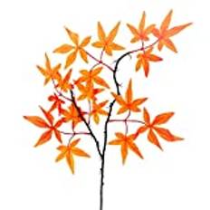 Fonzci Artificial Maple Leaves Branches, Faux Silk Leaves Branch for Vase, Fake Fall Leaves Stems, Fake Fall Maple Shrubs for Thanksgiving Christmas Festival Garland Decoration(Orange,Small,3pcs)