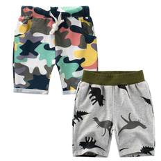 Boys jogger shorts summer cotton casual dinosaur camouflage short active pants