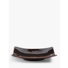 John Lewis Glossy Glaze Stoneware Square Tea Plate, 15cm, Dark Brown