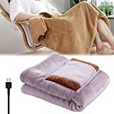 USB Heated Blanket, Soft Wearable Electric Blanket Portable Shawl Warm Blanket with Button Heating Blanket for Home Travel Office Car (Purple)