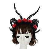 Flower Veil Headband Cosplay Hat Halloween Party Wear Sheep Horn Headband Carnival Headpiece Party Supplies Halloween Horn Headband