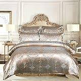 Comforter Set Satin Silk Blanket All Season Bed Comforter Queen Set Royal Rose Gold Bedspread Luxury Jacquard Quilt Bedding Sets Matching 2 Pillow Shams (Queen, 3 Pieces)