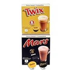 Mars & Twix Hot Chocolate Dolce Gusto Compatible Pods - 16 Pods - 8 Drinks x 2 Packs