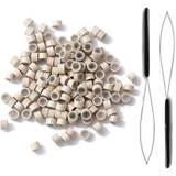 3mm nano beads micro ring silicone lined hair extensions loop puller black beige