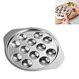 Stainless Steel Escargot Plates with 12 Compartment Holes, 8.7Inch/22.2CM Seafood Snail Dish, Escargot Baking Dish Server for Home, Kitchen, Restaurant, Hotel, BBQ (1Pcs)
