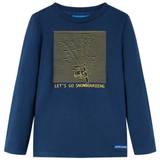 (140) Kids' T-shirt with Long Sleeves Top T Shirt Tee Snowboarding Print Navy Blue