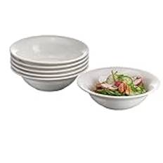 Pasabahce Porcelain Salad Bowl S - 16 cm, Set of 6, Small Salad Bowls, White Porcelain Salad Bowls, Tapas Bowl, Serving Bowls for Dessert