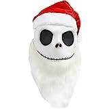 nezababycos 2PCS Jack Skellington Santa Mask Costume with Santa Beard Hat Jack Skeleton Mask Nightmare Before Christmas Props for Adult Christmas Party Holiday Cosplay