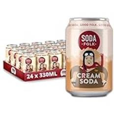 Soda Folk Cream Soda, American Style Fizzy Drinks, Real Maple Syrup, Sweet Refreshing Soft Drink, The Prime Drink, Nostalgic Flavours, Gluten Free & Vegan (24 x 330ml Cans)