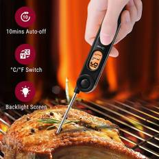 Thermopro Tp-03b Instant Read Digital Meat Thermometer With Backlight And Magnet For Cooking, Bbq, Grilling, And - Accurate Temperature Reading For Kitchen, Food, And Candy - Battery Not Included - Black