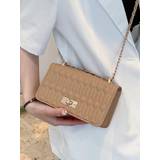 Women Solid Color PU Embossed Chain Crossbody Bag