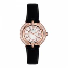 Women's Rose Gold/Black Mother of Pearl/Crystal Mille Cailloux Watch - BLACK