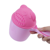 Cute Cartoon Bear Baby Bath Hats Toddler Shampoo Cup For Kids Bathroom Bailer BeBe Child Shower Spoons Hair Washing Bath Set - pink