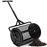 YHUEGH Metal Peat Moss Spreader, 24In Compost Spreader for Lawn Garden Yard Adjustable T Shaped Handle Moss Durable Lightweight for Planting, Seeding