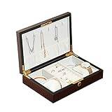 Rheross 1 PCS Wooden Flip Jewelry Organizer Box Watch Earrings Ring Holder Jewellery Storage B