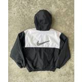 90's Nike Center Swoosh Windbreaker Jacket in Black/White, Men's (Size Medium)
