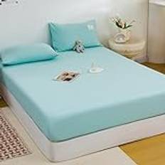 LDLCYCN Brushed Fitted Sheet Queen Size, Solid Color Minimalist Mattress Cover Soft Comfortable Matress Protector 2-7In Deep Pocket for Bedrooms Student Dormitories Hotel,light blue,Full(120 * 200cm)
