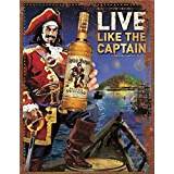 Vintage Retro Man Cave Bar Pub Shed Novelty Gift Aluminium Metal Tin Wall Décor Sign - Live Like Captain Morgan Spiced Rum Alcohol inspired Drink