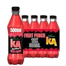 KA Caribbean 12 Pack Sparkling Fruit Punch Soda Flavoured Drink, Authentic Jamaican Recipes - 12 x 500ml Bottles - Drink on the Go