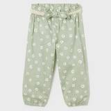 Baby Belted Floral Paperbag Pants In Green