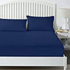 Yorkshire Bedding 25 Cm Fitted Bed Sheets - Super Soft Deep Fitted Sheet Brushed Microfibre Anti Wrinkle Bedsheet Breathable & Fade Resistant (Navy, Double)