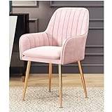 YHKJLYH Kitchen Dining Chair Velvet seat Armchair Gold Plating Metal Legs with Armrests & Backrest for Living Room/Bedroom/Cafe/Vanity/Lounge (Color : Pink)