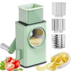 Manual Rotary Cheese Grater Shredder Slicer Cutter with 3 Interchangeable Blades for Vegetable Cheese Potato Nuts