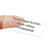 NIIMBOT D101 Labels, 1'' x 2.36'' (25x60mm) Thermal Sticker Label, Waterproof, Oil-Proof and Tear-Proof Self-Adhesive Barcode Labels Only for NIIMBOT D101 Label Maker, 1 Roll of 110 Papers(Clear)
