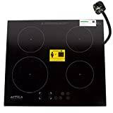 59cm Efficient Plug-In Induction Hob | 4-Zone Electric Cooktop Burner with Sleek Black Glass | Ideal for Modern Kitchens