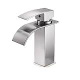 Deck Mount Waterfall Bathroom Faucet Vanity Vessel Sinks Mixer Tap Cold and Hot Water Tap (Color : Brushed A)