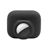 shengyuefeng For Apple AirPods 3rd Generation+AirTag Silicone Case Soft Protective Slim Cover (Black)