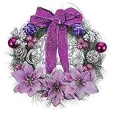 ifundom 30cm Christmas Berry Pine Wreath Artificial Pine Needles Candle Wreaths Ring Garland Front Door Xmas Wreath for Holiday Wall Window Decor 30cm Purple