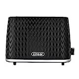 Linsar - 2 Slice Toaster - Unique Curved Texture - Defrost, Reheat, Cancel Functions - 7 Browning Levels, Wide Slots, Removable Crumb Tray - Automatic Switch Off - 930 Watt (Black)