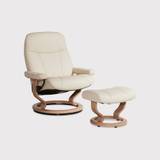 Stressless Consul Large Recliner Chair & Stool, Neutral Leather | Barker & Stonehouse