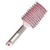 Combing Brush for Men and Women Hairbrush Women Wet Comb Hair Brush Professional Hair Brush Massage Comb Brush for Hair Hairdresser Hairdressing Tools Barber Comb Comb for Curly Hair (Color : Pink wi