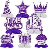 18th Birthday Decorations for Girls Purple, 8 PCS 18th Birthday Honeycomb Centerpieces, Happy 18 Birthday Table Centerpiece Table Toppers for Boys Girls Eighteen Years Old Party Table Decorations