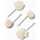 Claire's Ivory Tulle Flower Pearl Hair Pins - 4 Pack