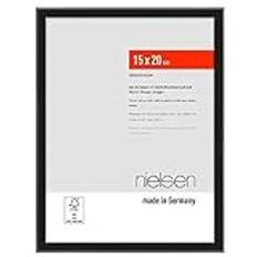 nielsen Photo Frame 6x8, 15x20cm Aluminium Picture Frame, Atlanta Black Photo Frame 6x8 with Shatterproof Acrylic Glass and Push and Turn Clips - Frosted Black