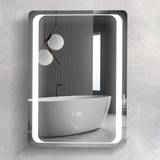 Living and Home White LED Mirror Bathroom Cabinet with Electronic Clock - 13.7 x 50 x 70cm