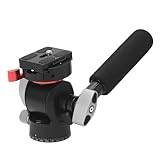 Camera Fluid Tripod Head, Mini Pan Tilt Video Tripod Head with Quick Release Plate and Handle, 360° Panoramic Shooting Pan Tilt Head, Load Up To 2kg, for DSLR Camera