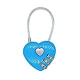 Wire Rope Heart Shape Love Lock Digital Combination Padlock Resettable Password Luggage Lock Small Gate Locks Couple Padlock for Valentine's Gift (Blue)