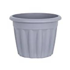 JMS we create smile 1 x Upcycled Grey Plastic Round Planter Indoor/Outdoor Plant Pot Lightweight & Weather Resistant Planters Plant Herb Flower Nursery Pot Gardening (40 CM)